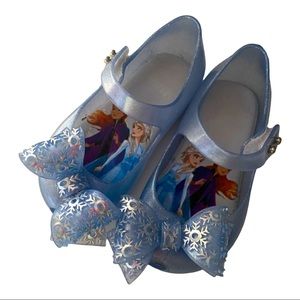 Mini Melissa Frozen Ultra 25 Pearl Blue Glitter Bow Mary Jane Shoes